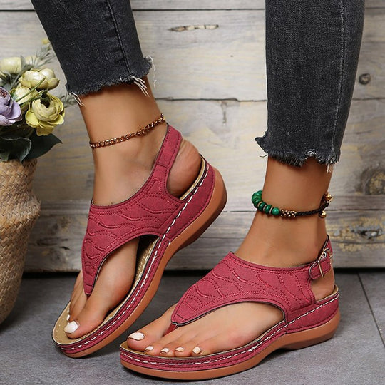 Damen Zehentrenner-Sandalen mit ergonomischem Fußbett und verstellbarem Riemendesign