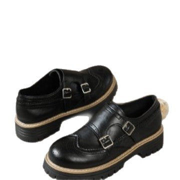 Damen nan Brogue-Monk-Slipper mit doppeltem Schnallenverschluss, gesteppter Kante und grober Profilsohle Nord Taschen