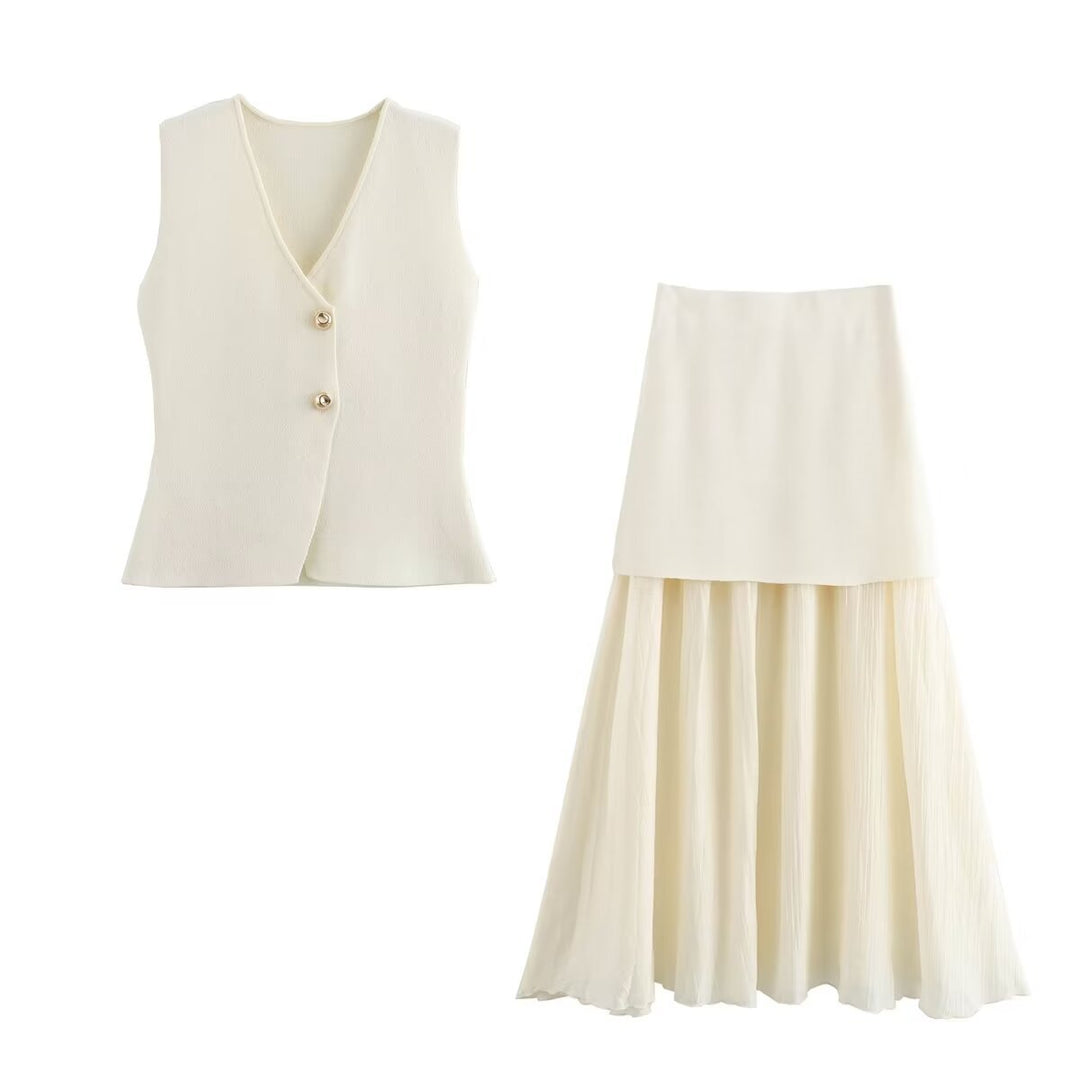 Damen Zweilagiger Chiffon-Maxirock mit glattem Hüftbesatz und A‑Linien‑Fall Nord Taschen