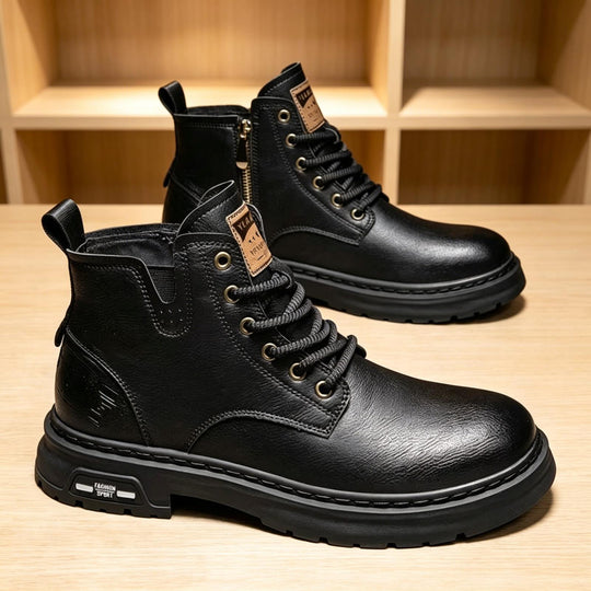 Herren Robuste Leder Boots Nord Taschen