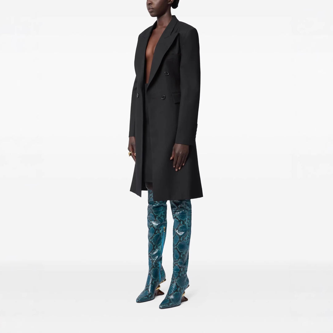 Damen Langblazer im minimalistischen Doppelreiher mit verstärkten Schultern Nord Taschen