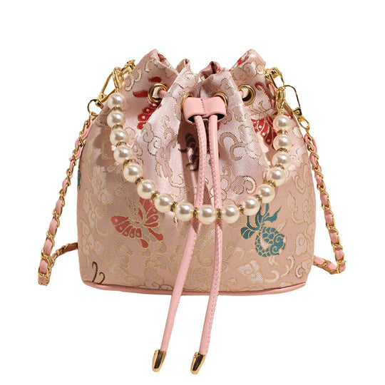 Damen Umhängetasche mit luxuriösem Perlenbesatz und floralen Details Nord Taschen