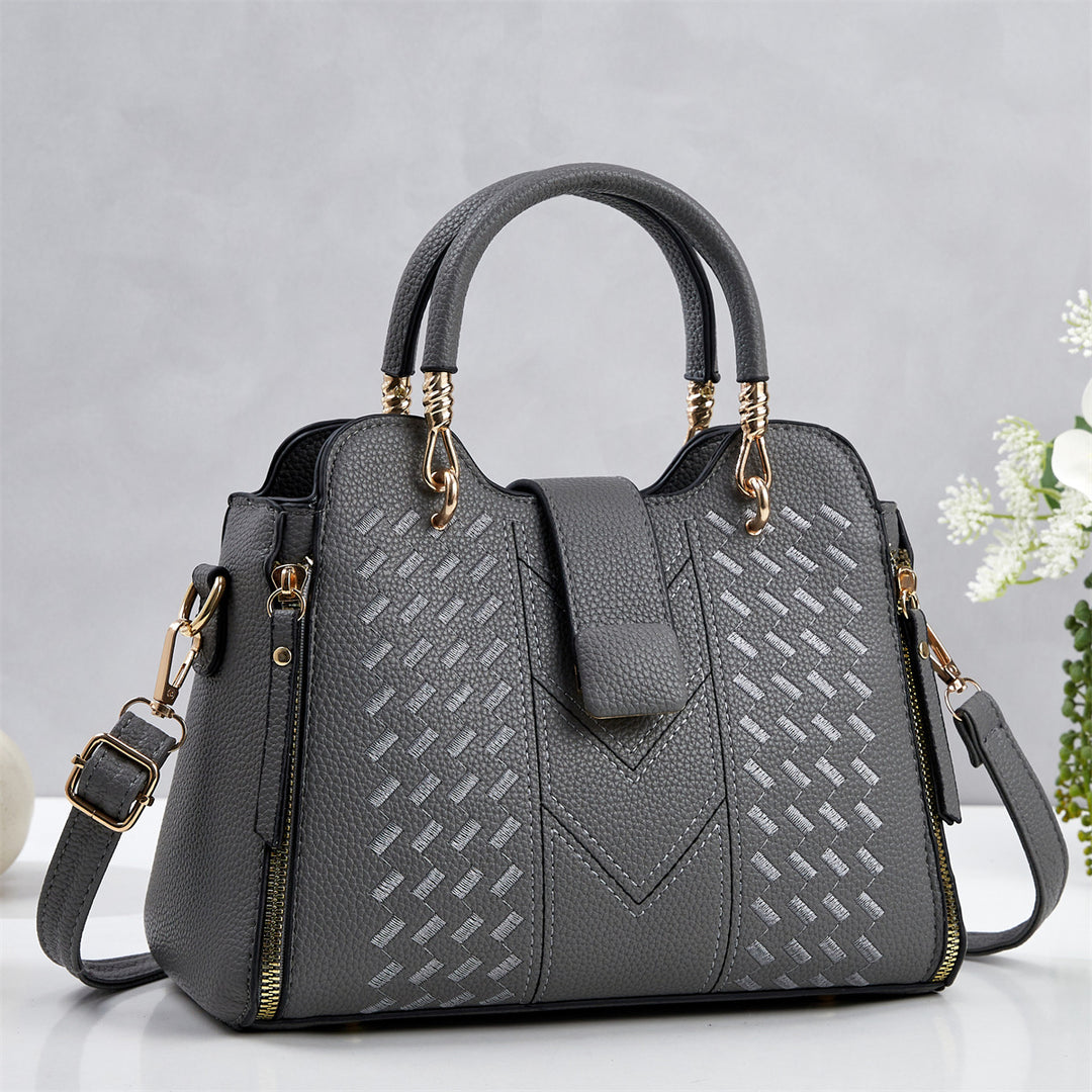 Damen Designer-Handtasche mit strukturiertem Obermaterial und abnehmbarem Schultergurt Nord Taschen