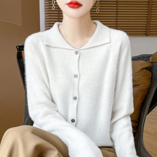Damen Kuscheliger Reverskragen-Cardigan im Kaschmir-Look mit Mohair-Effekt Nord Taschen