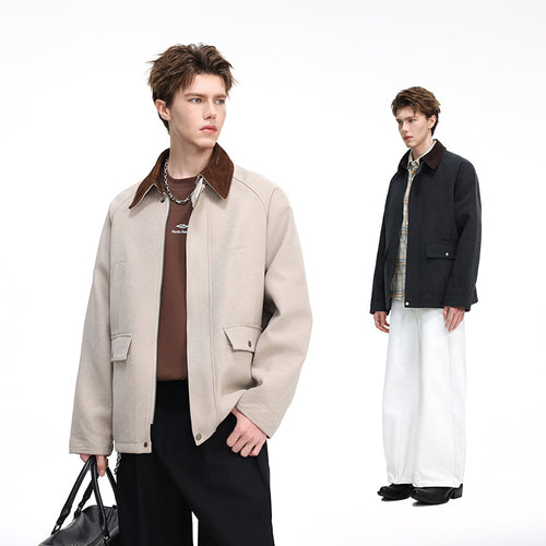 Herren Komfortabler Kurzblouson mit Cordkragen und karierter Innenmanschette Nord Taschen