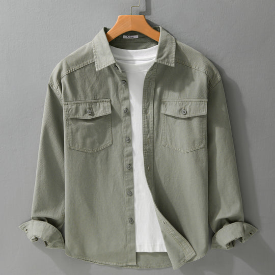 Herren Twill-Overshirt im Worker-Stil mit doppelten Brustklappen und Relaxed-Fit Nord Taschen