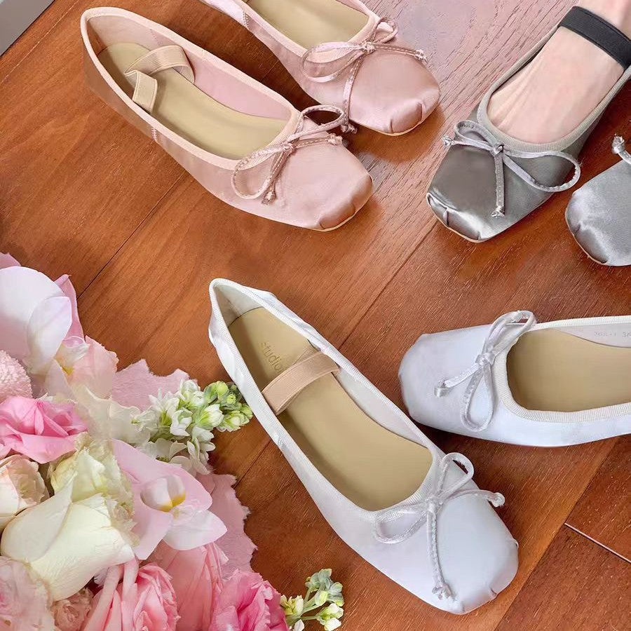 Damen Ballerina-Schuhe mit glamourösem Schleifendetail und flexiblem Riemendesign