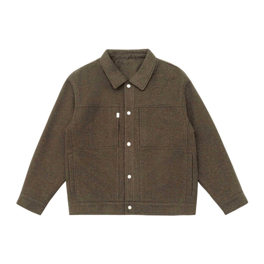 Herren Boxy-Wollmix-Blousonjacke mit Druckknopffront und aufgesetzten Pattentaschen Nord Taschen