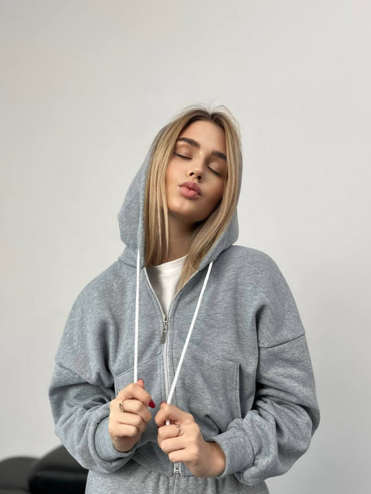 Damen minimalistisches Sculpt-Fit Lounge-Set mit tailliertem Reißverschluss-Hoodie und formender High-Waist-Jogpant Nord Taschen