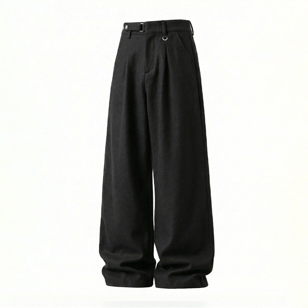 Damen Weite High-Waist-Hose mit Bundfalten, D-Ring und weitem Bein Nord Taschen
