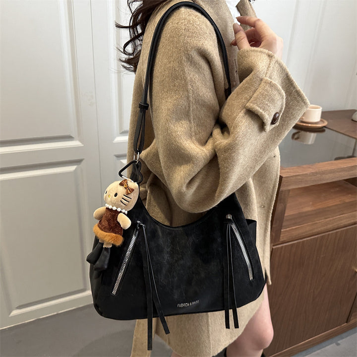 Damen modische Schultertasche mit dekorativen Reißverschlüssen Nord Taschen