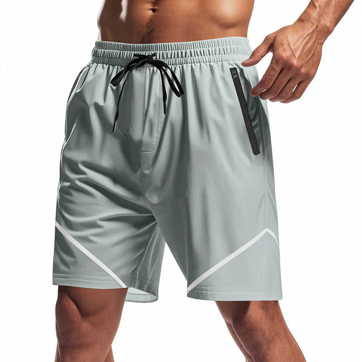 Herren nan atmungsaktive Trainingsshorts mit Reißverschlusstaschen und elastischem Tunnelzugbund
