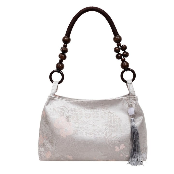 Damen elegante Umhängetasche mit einzigartigem Blumenmuster und modischen Holzgriffen Nord Taschen