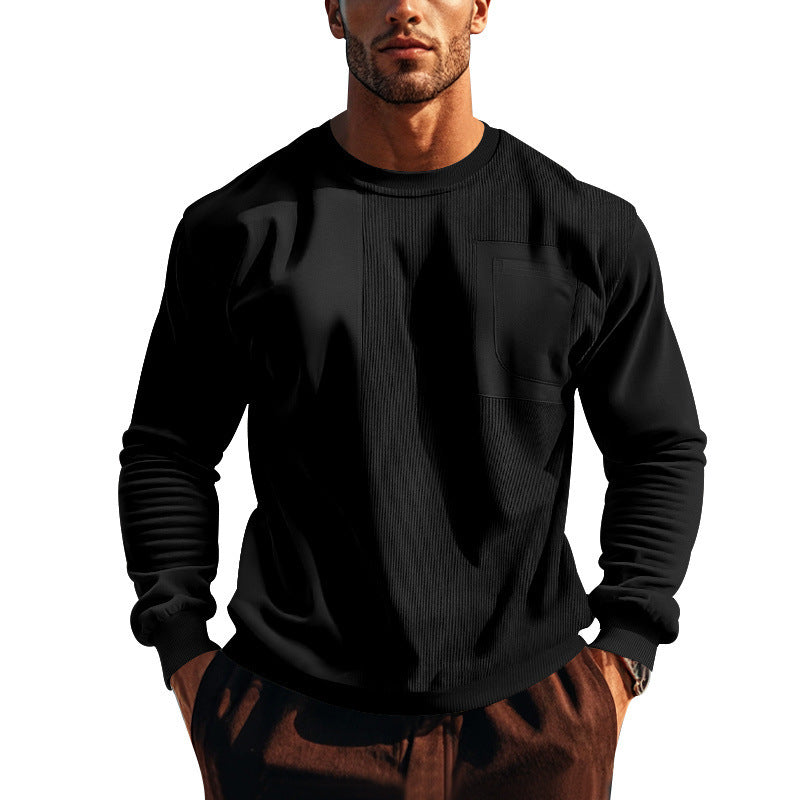 Herren Struktur-Sweatshirt mit Rippen-Panel und Brusttasche Nord Taschen