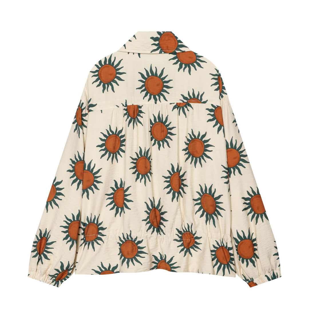 Damen Bedruckte Boxy‑Blousonjacke mit Reißverschluss und Tunnelzugtaillierung Nord Taschen