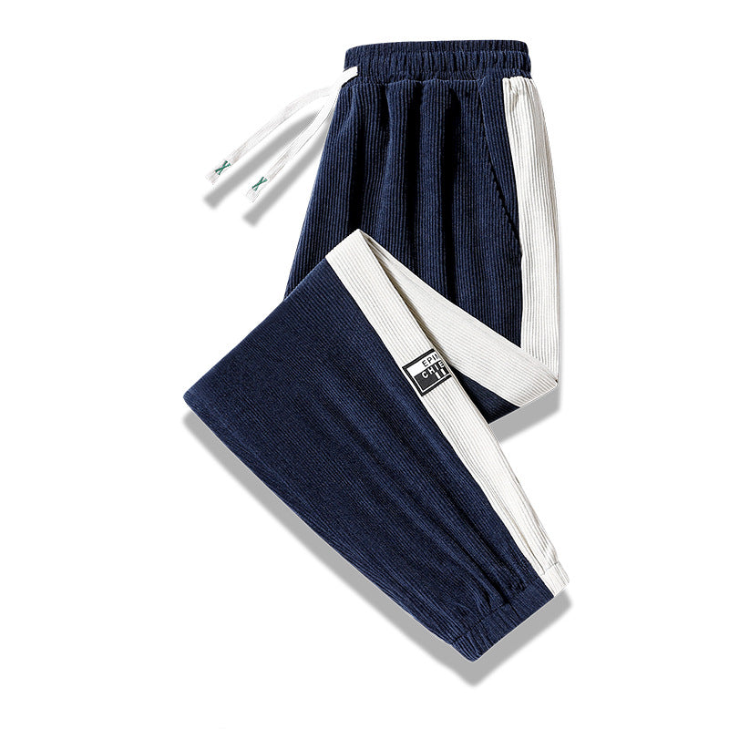 Herren Jogginghose aus geripptem Baumwoll-Mix mit seitlichen Kontrast-Einsätzen und elastischem Saum Nord Taschen