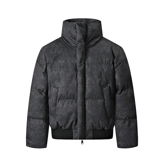 Herren Kurze wattierte Steppjacke mit hohem Stehkragen und matter Strukturoptik Nord Taschen