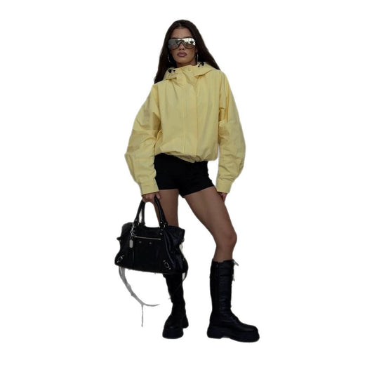Damen Oversize Windbreaker Jacke mit Kapuze und kurzem Cropped‑Schnitt Nord Taschen