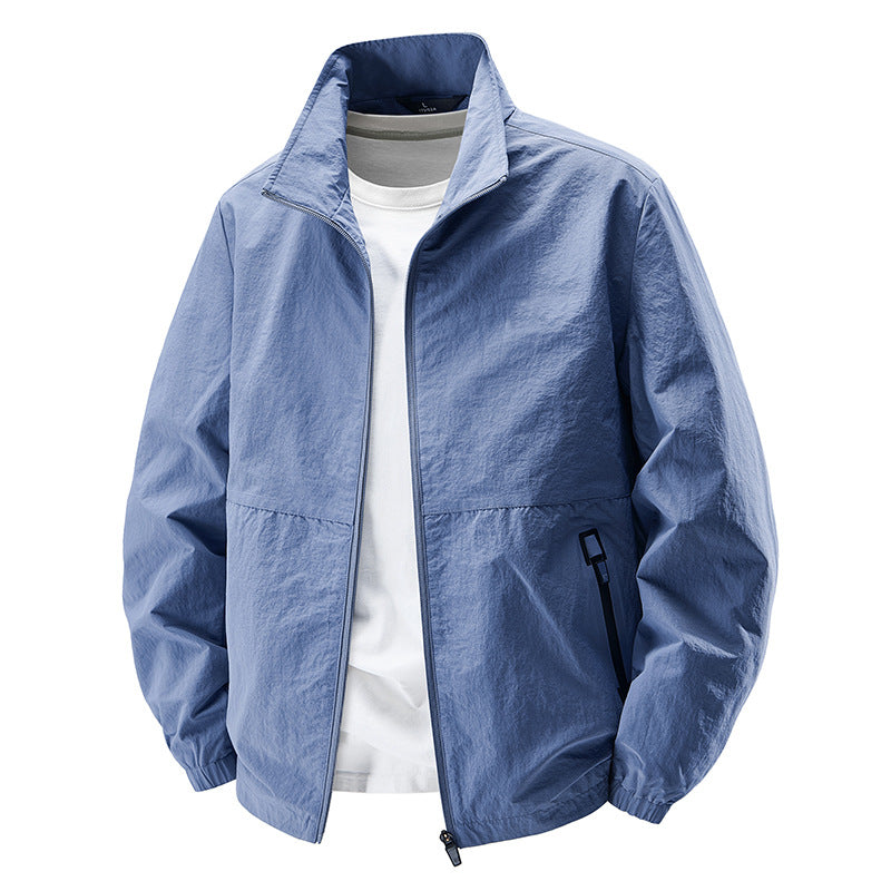 Herren Leichte Wind- und wasserabweisende Freizeitjacke mit Stehkragen und Reißverschlusstaschen Nord Taschen
