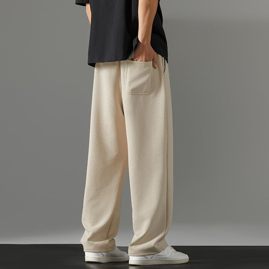 Herren weite Relaxed-Jogginghose aus French-Terry mit Kordelzug, elastischem Bund & geradem Bein Nord Taschen