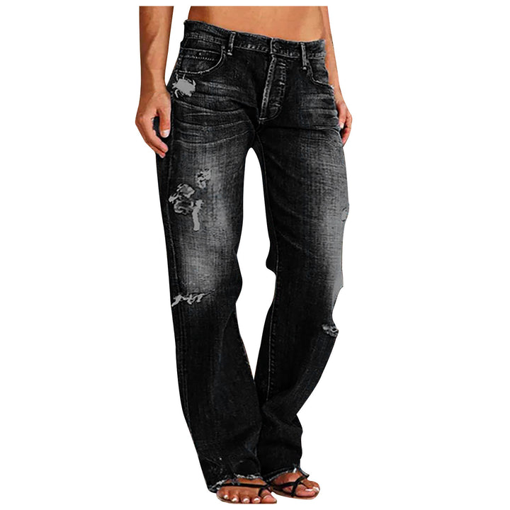 Damen weite zerrissene Jeans mit hoher Taille Relaxed Fit und ausgefranstem Saum Nord Taschen
