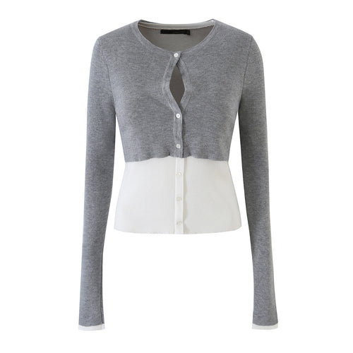 Damen Feinstrick-Bolero mit eingearbeitetem Hemd-Panel und Knopfdetails Nord Taschen