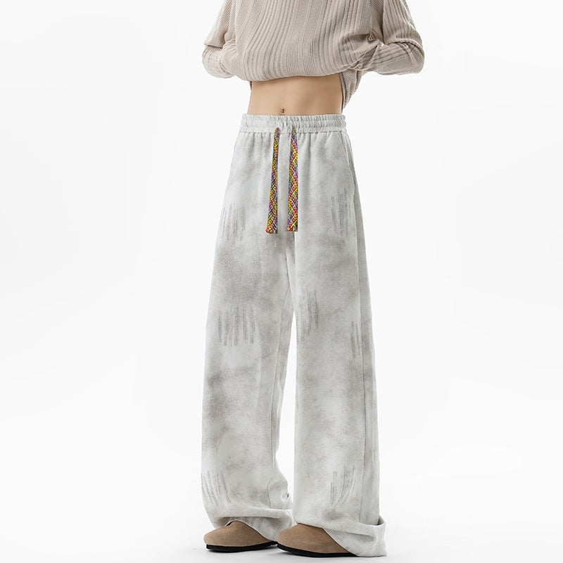 Damen Extraweite Kuschel-Loungehose mit Tunnelzug, weichem Velours und überlangem Saum Nord Taschen