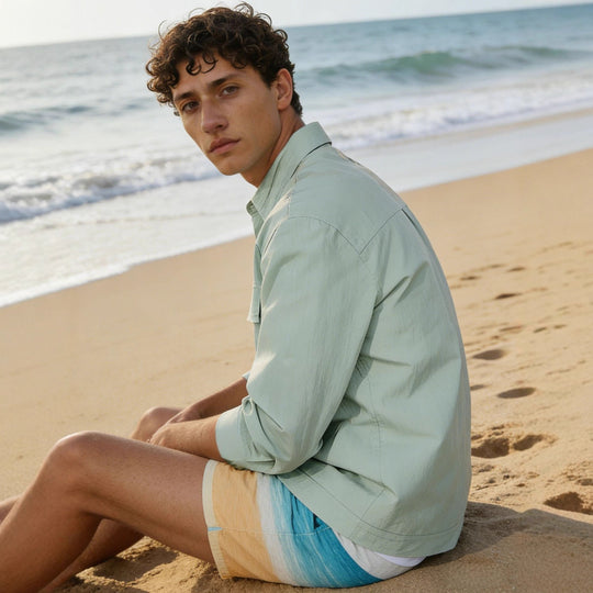 Herren Leichtes Field-Overshirt mit aufgesetzten Brusttaschen und Hemdkragen Nord Taschen