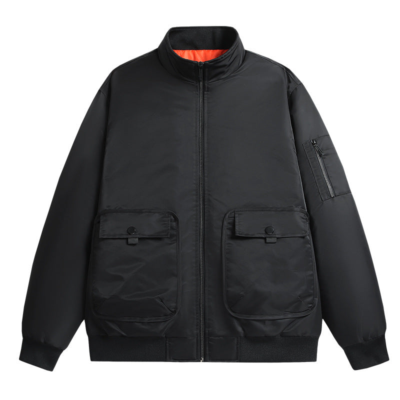 Herren Bomberjacke mit Stehkragen, Utility-Taschen und wattierter Thermoisolierung Nord Taschen