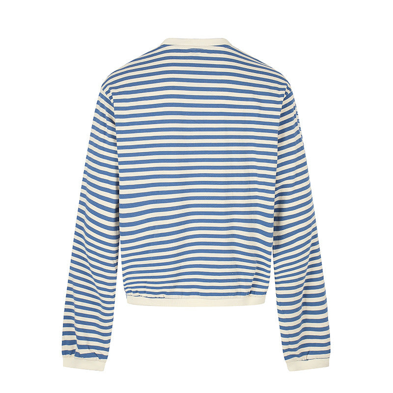 Damen Gestreiftes Sweatshirt mit maritimen Knotenapplikationen Nord Taschen