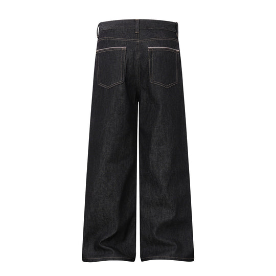 Damen Weite Cropped-Denim Culotte mit hoher Taille und klassischem Taschen-Detail Nord Taschen