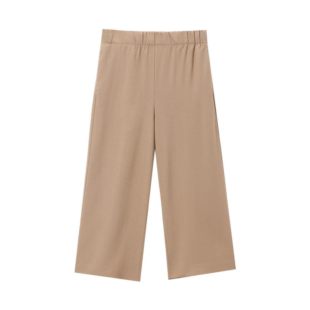 Damen Weite Culotte-Hose mit elastischem Bund und geradem Bein Nord Taschen