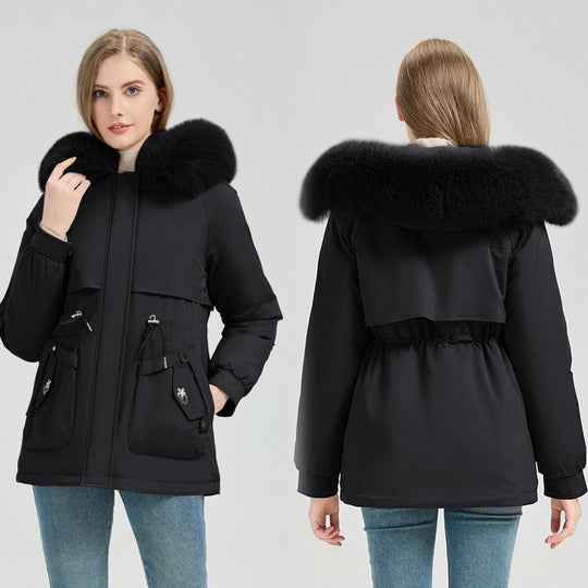 Damen nan taillierter Funktionsparka mit XXL-Kapuze, weichem Fleecefutter und multifunktionalen Pattentaschen Nord Taschen