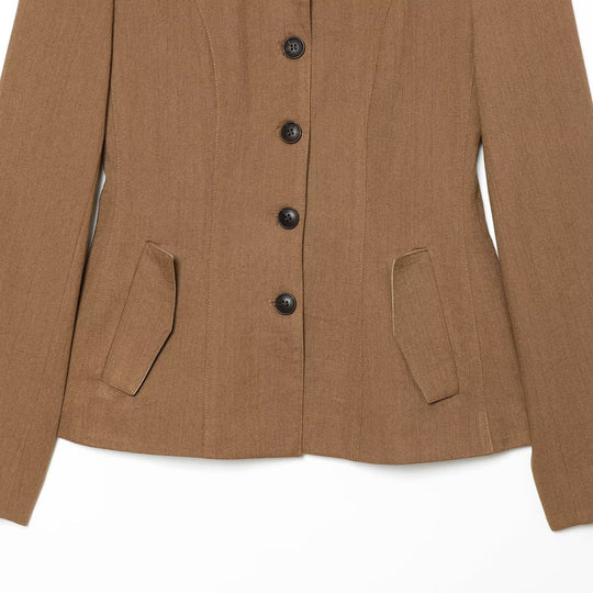 Damen Taillierter Blazer mit Stehkragen figurformenden Abnähern und Pattentaschen Nord Taschen