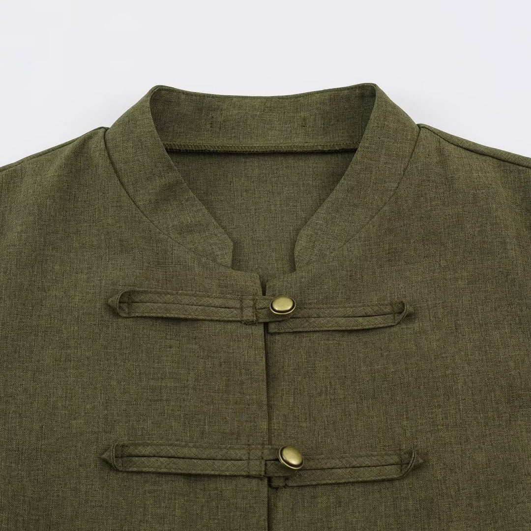 Damen Kurzjacke im Mandarin-Stil mit dekorativen Knebelverschlüssen und taillierter Nahtführung Nord Taschen