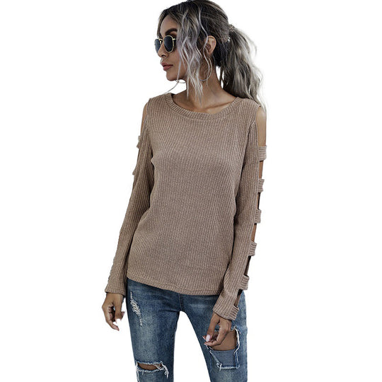 Damen Bequemer Pullover mit Cut-Out-Details Nord Taschen