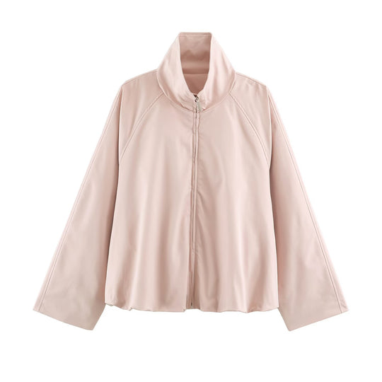 Damen Leichter Cropped‑Blouson mit hohem Funnelkragen und Raglanärmeln Nord Taschen