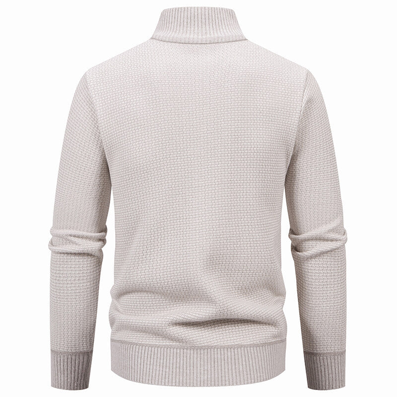 Herren Texturierter Zip-Strickcardigan mit Stehkragen, Waffelstruktur und Reißverschlusstaschen Nord Taschen
