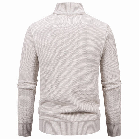 Herren Texturierter Zip-Strickcardigan mit Stehkragen, Waffelstruktur und Reißverschlusstaschen Nord Taschen