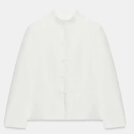 Damen Kurzgeschnittene Blousonjacke mit Stehkragen und Knotenverschlüssen Nord Taschen