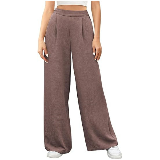 Damen hochtaillierte weite Palazzo-Hose mit Strukturstoff Nord Taschen