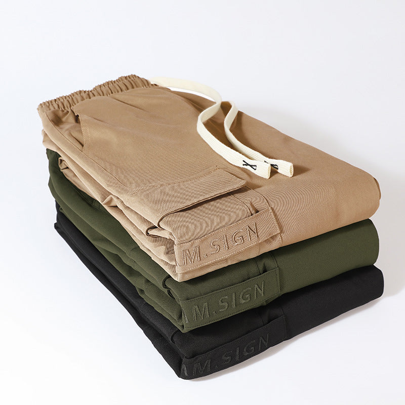 Herren Lockere Utility-Cargohose mit Kordelzug, Elastikbündchen und Multifunktionstaschen Nord Taschen