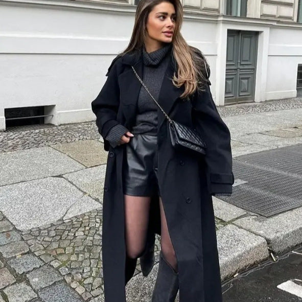 Damen 2200+ Wollmix‑Longmantel im Oversize‑Schnitt mit doppelreihiger Knopfleiste und verstellbaren Manschetten Nord Taschen