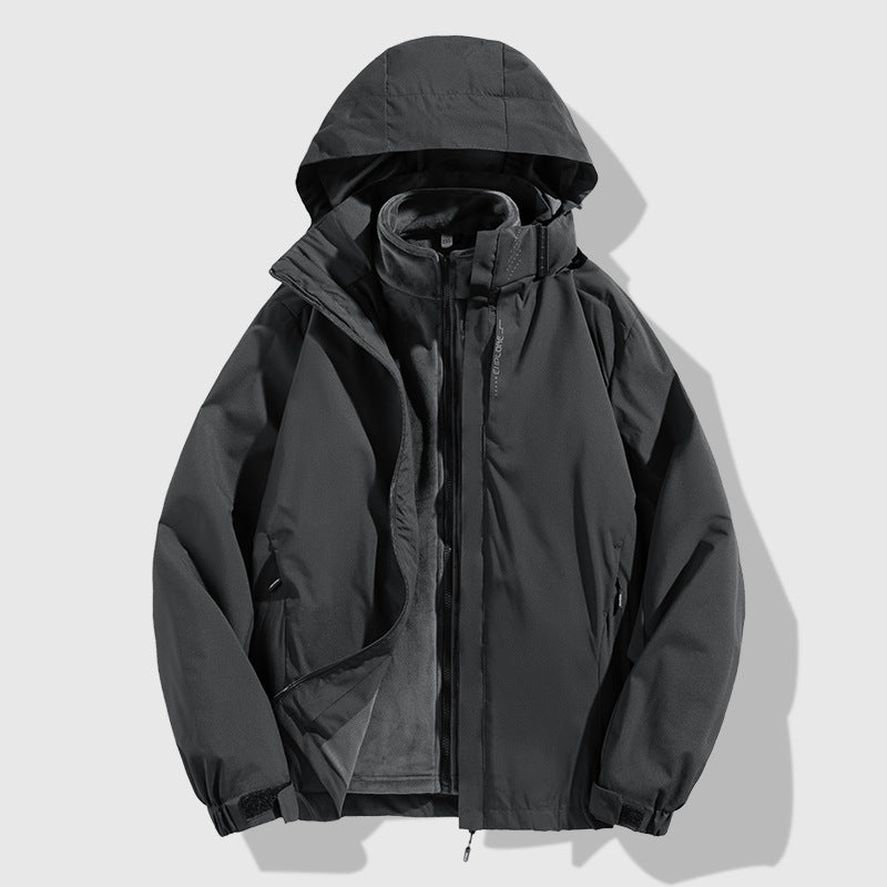 Herren zweiteilige Winterjacke mit abnehmbarer Fleece-Innenjacke wasserdicht winddicht Nord Taschen