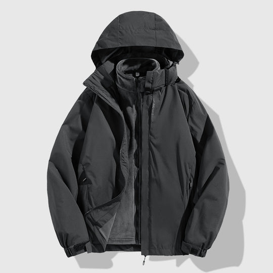 Herren zweiteilige Winterjacke mit abnehmbarer Fleece-Innenjacke wasserdicht winddicht Nord Taschen