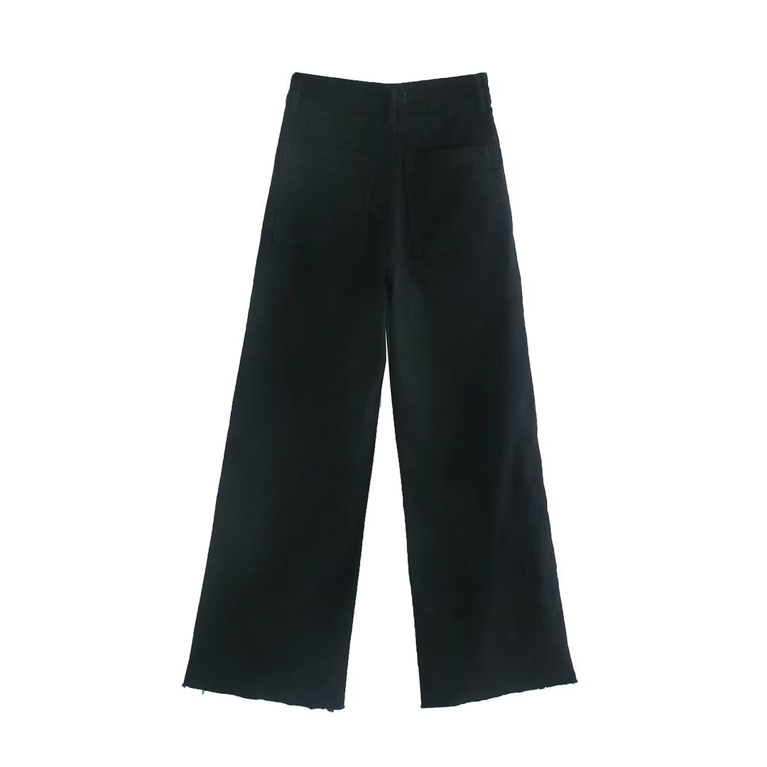 Damen weite High‑Waist Worker‑Hose mit aufgesetzten Gesäßtaschen Nord Taschen