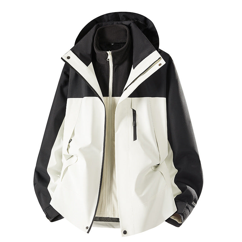 Herren zweiteilige Softshelljacke mit herausnehmbarer Fleece-Innenjacke, verstellbarer Kapuze und wasserabweisender Membran Nord Taschen