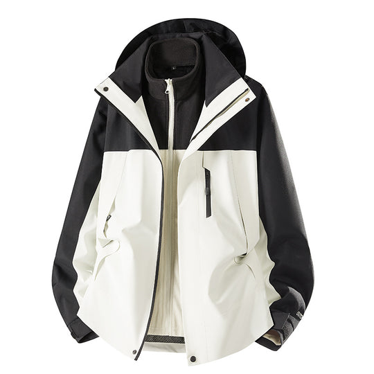 Herren zweiteilige Softshelljacke mit herausnehmbarer Fleece-Innenjacke, verstellbarer Kapuze und wasserabweisender Membran Nord Taschen