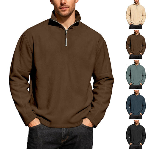 Herren Thermo-Fleece-Halbzip-Pullover mit Stehkragen Nord Taschen