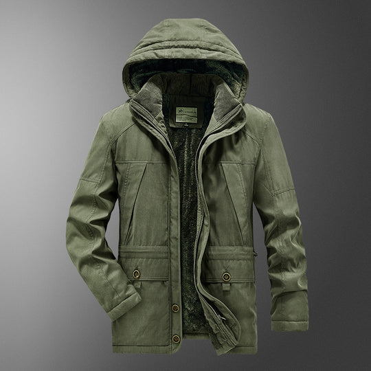 Herren gefütterter Kapuzenparka mit Thermo-Teddyfutter, winddichter Baumwollmix-Außenschale und Mehrfachtaschen Nord Taschen